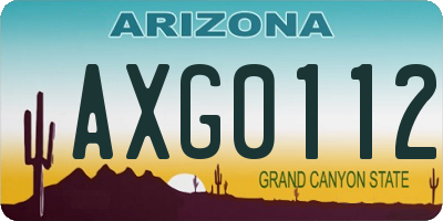 AZ license plate AXG0112