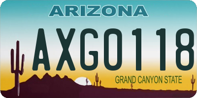 AZ license plate AXG0118