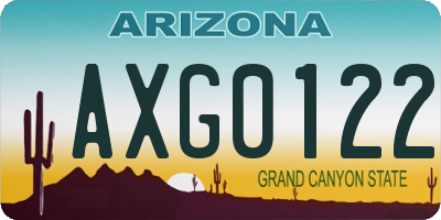 AZ license plate AXG0122