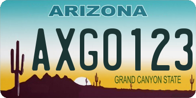 AZ license plate AXG0123