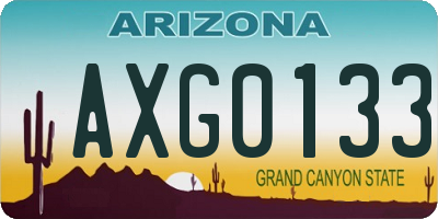 AZ license plate AXG0133