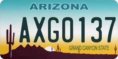 AZ license plate AXG0137