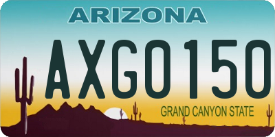AZ license plate AXG0150