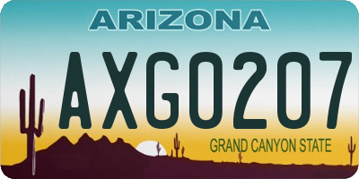 AZ license plate AXG0207