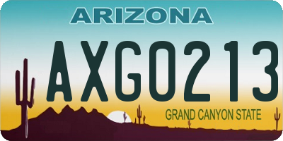 AZ license plate AXG0213
