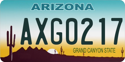 AZ license plate AXG0217