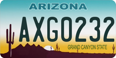 AZ license plate AXG0232