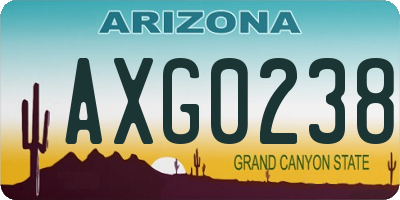 AZ license plate AXG0238