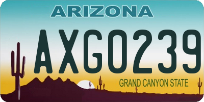 AZ license plate AXG0239