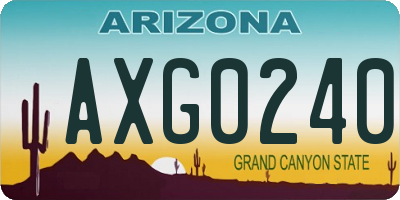 AZ license plate AXG0240
