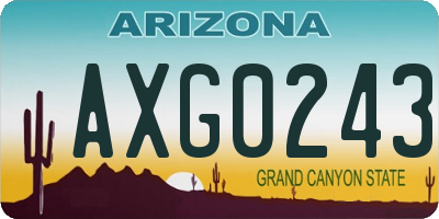 AZ license plate AXG0243