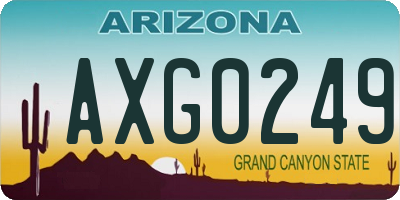 AZ license plate AXG0249