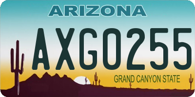 AZ license plate AXG0255
