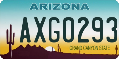 AZ license plate AXG0293