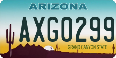 AZ license plate AXG0299