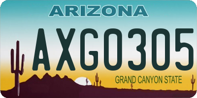 AZ license plate AXG0305