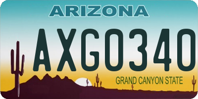 AZ license plate AXG0340