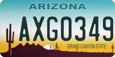 AZ license plate AXG0349