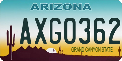 AZ license plate AXG0362