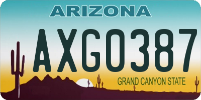 AZ license plate AXG0387