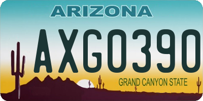 AZ license plate AXG0390