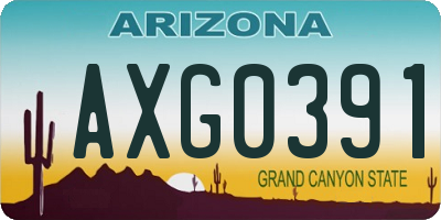AZ license plate AXG0391