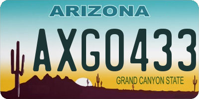 AZ license plate AXG0433