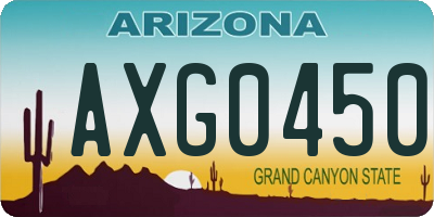 AZ license plate AXG0450