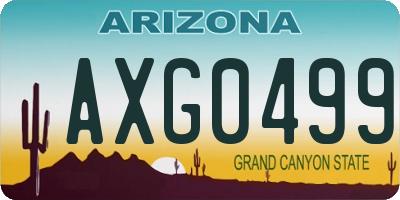 AZ license plate AXG0499