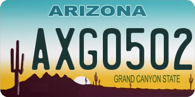 AZ license plate AXG0502