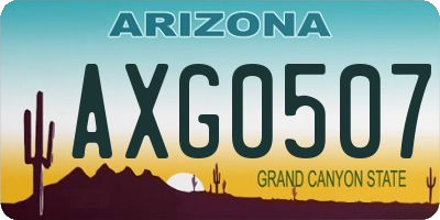 AZ license plate AXG0507