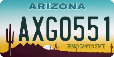 AZ license plate AXG0551