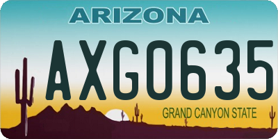 AZ license plate AXG0635
