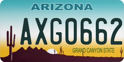 AZ license plate AXG0662