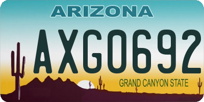 AZ license plate AXG0692