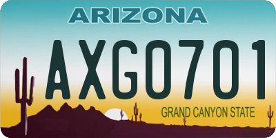 AZ license plate AXG0701