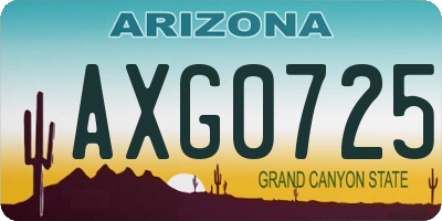 AZ license plate AXG0725