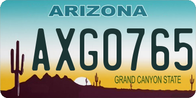 AZ license plate AXG0765