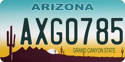 AZ license plate AXG0785