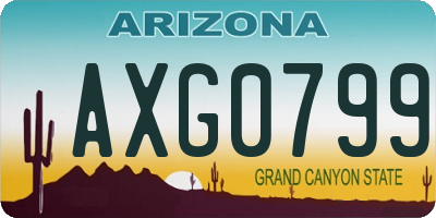 AZ license plate AXG0799