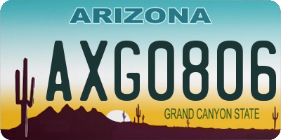 AZ license plate AXG0806