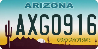 AZ license plate AXG0916