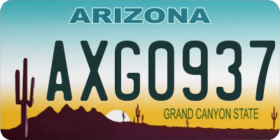 AZ license plate AXG0937
