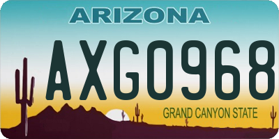AZ license plate AXG0968