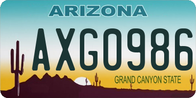 AZ license plate AXG0986