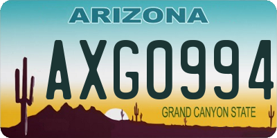 AZ license plate AXG0994