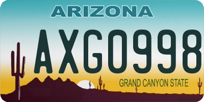 AZ license plate AXG0998
