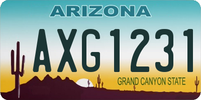 AZ license plate AXG1231