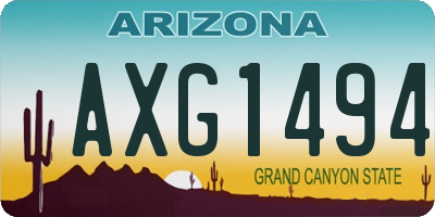 AZ license plate AXG1494