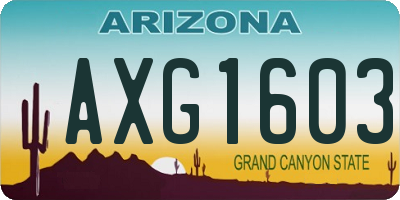 AZ license plate AXG1603